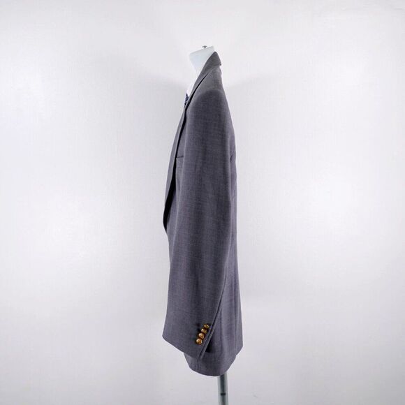 John Weitz Blue Gray Wool Blend 2 Gold Button Blazer 40L - Picture 7 of 13